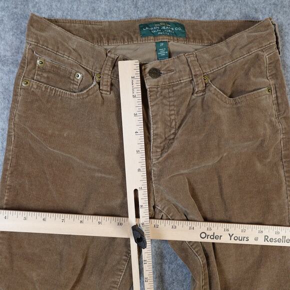 Ralph Lauren Pants Womens 2 Petite Corduroy Classic Straight Brown Mid Rise - Picture 4 of 10